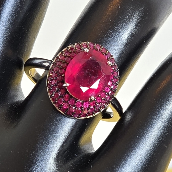 925 Sterling Silver Ring Sz 7.75  with Natural  Ruby Gemstone - Picture 9 of 15